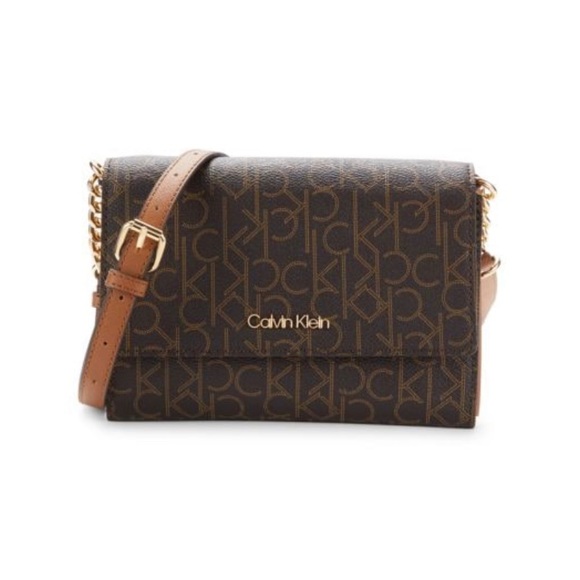 Calvin Klein Handbags - Calvin Klein Monogram Print Leather Crossbody Bag